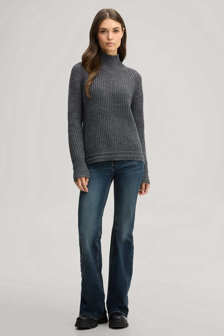 Leads to product detail page "Wool-blend roll-neck jumper in dark grey marl"