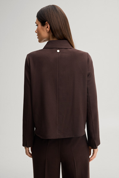 Leads to product detail page "Dark brown wool-blend cropped blazer"