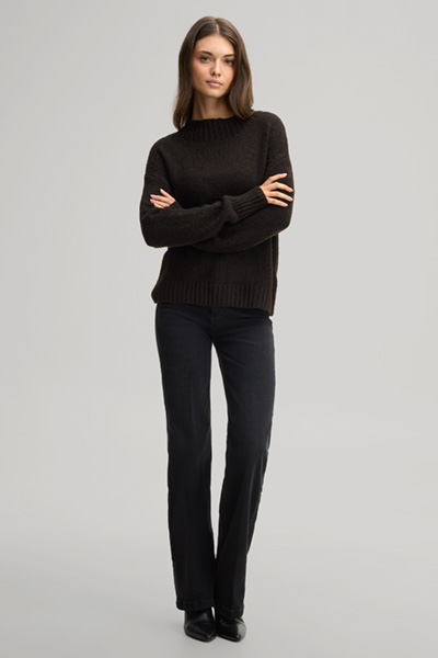Leads to product detail page "Dark brown woollen blend jumper"