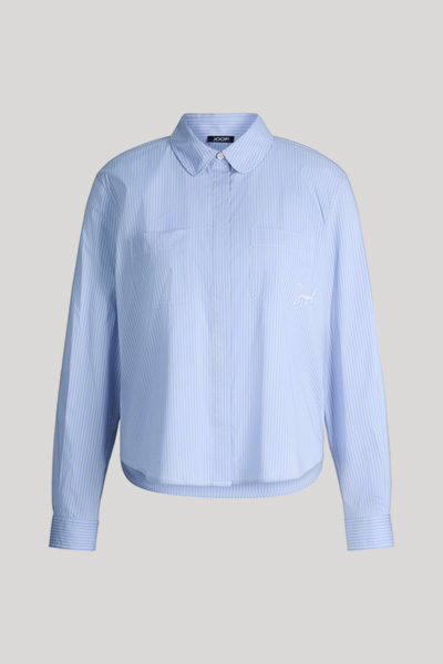 Leads to product detail page "Viscose-blend shirt in light blue and white stripes"