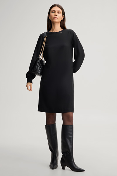 Leads to product detail page "Black dress"