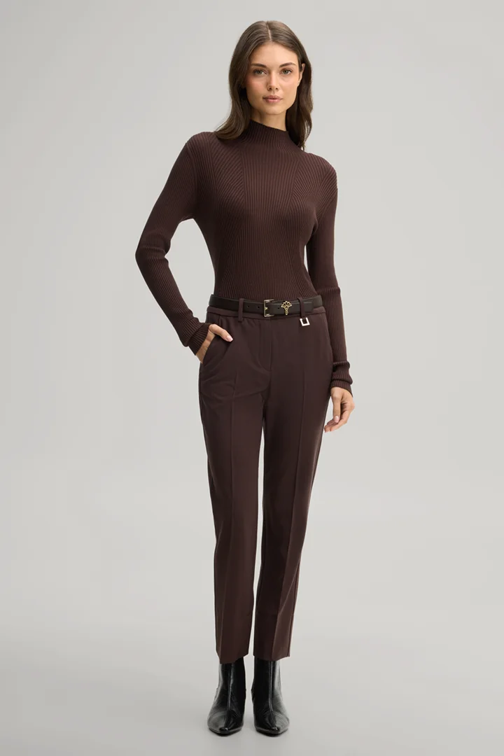 Leads to product detail page "Dark brown viscose-blend jumper with a stand-up collar"