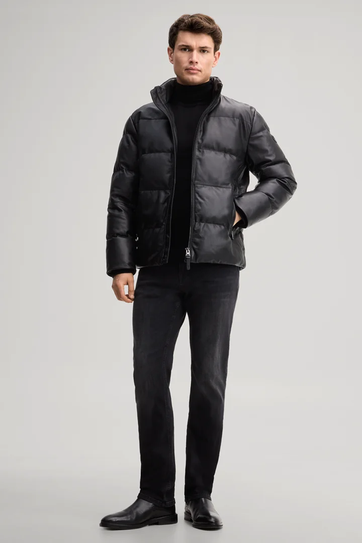 Leads to product detail page "Black lamb nappa leather jacket"