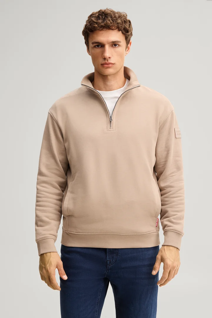 Führt zu Produktdetailseite „Sweatshirt mit Zipper in Braun"
