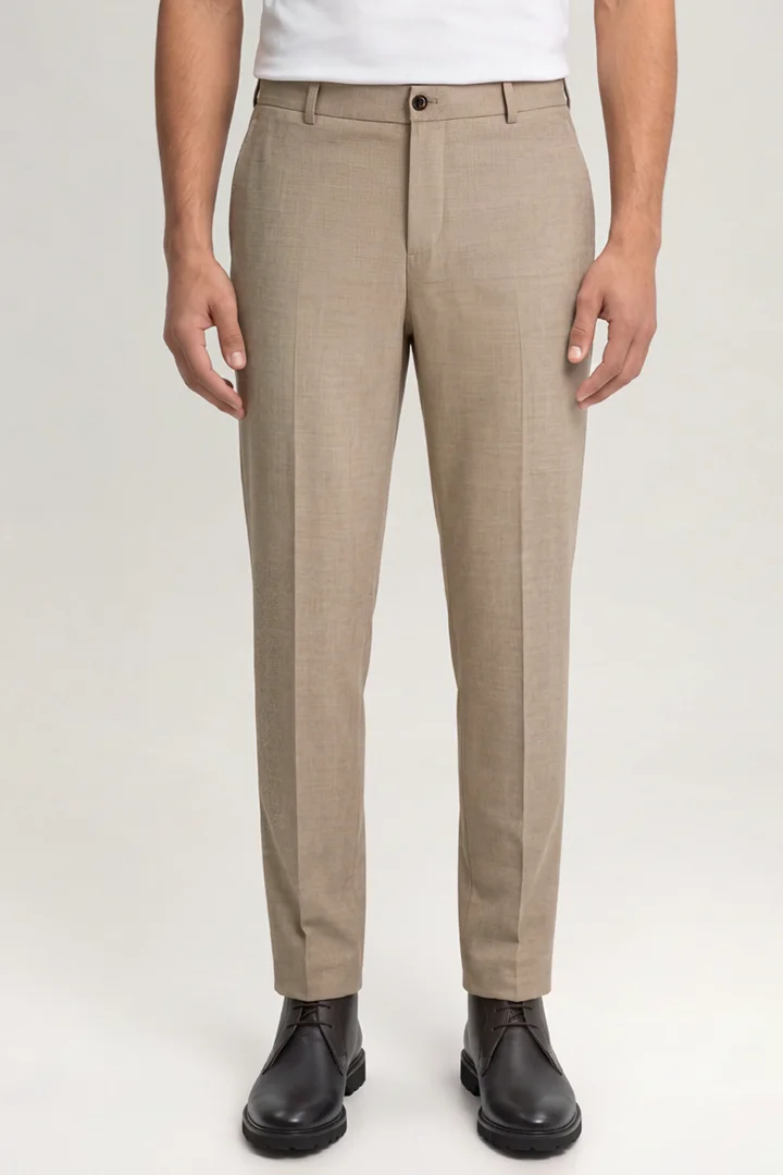 Leads to product detail page "Beige suit trousers"