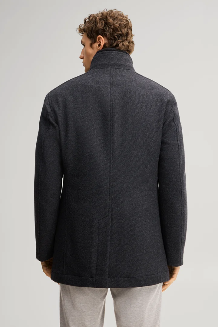 Leads to product detail page "Wool-blend jacket with an inlay in anthracite"