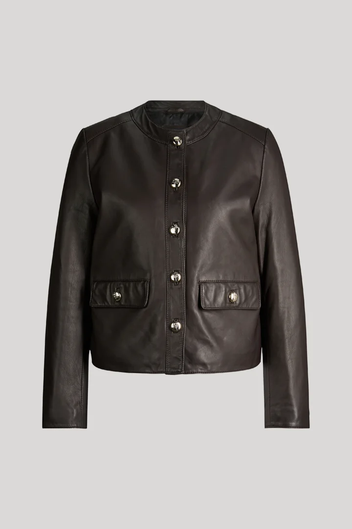 JOOP! presents the product Dark brown leather jacket from the category Jackets as a cut-out