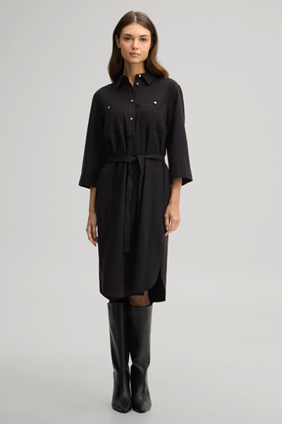 Leads to product detail page "Black flannel shirt-style dress"