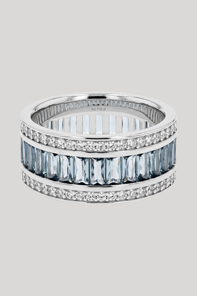 Leads to product detail page "Silver ring with cubic zirconia"