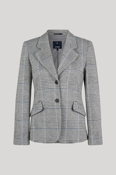 Leads to product detail page "Jersey-Blazer in Grau-Ecru kariert"