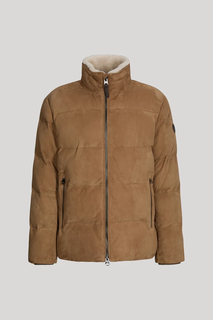 Führt zu Produktdetailseite „Velourslederjacke in Beige"