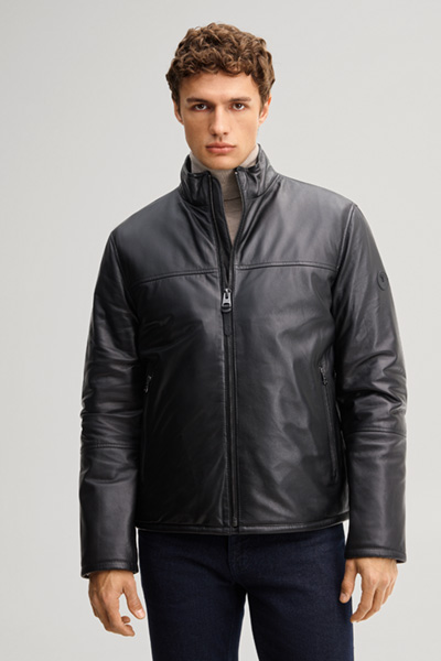 Leads to product detail page "Black lamb nappa leather jacket"