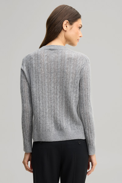 Leads to product detail page "Cashmere jumper with cable knit pattern in marl grey"