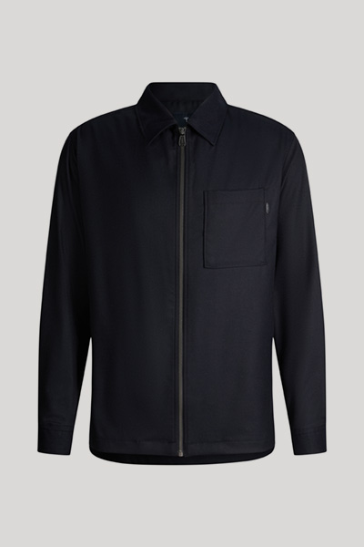 Wool-blend shirt jacket in navy