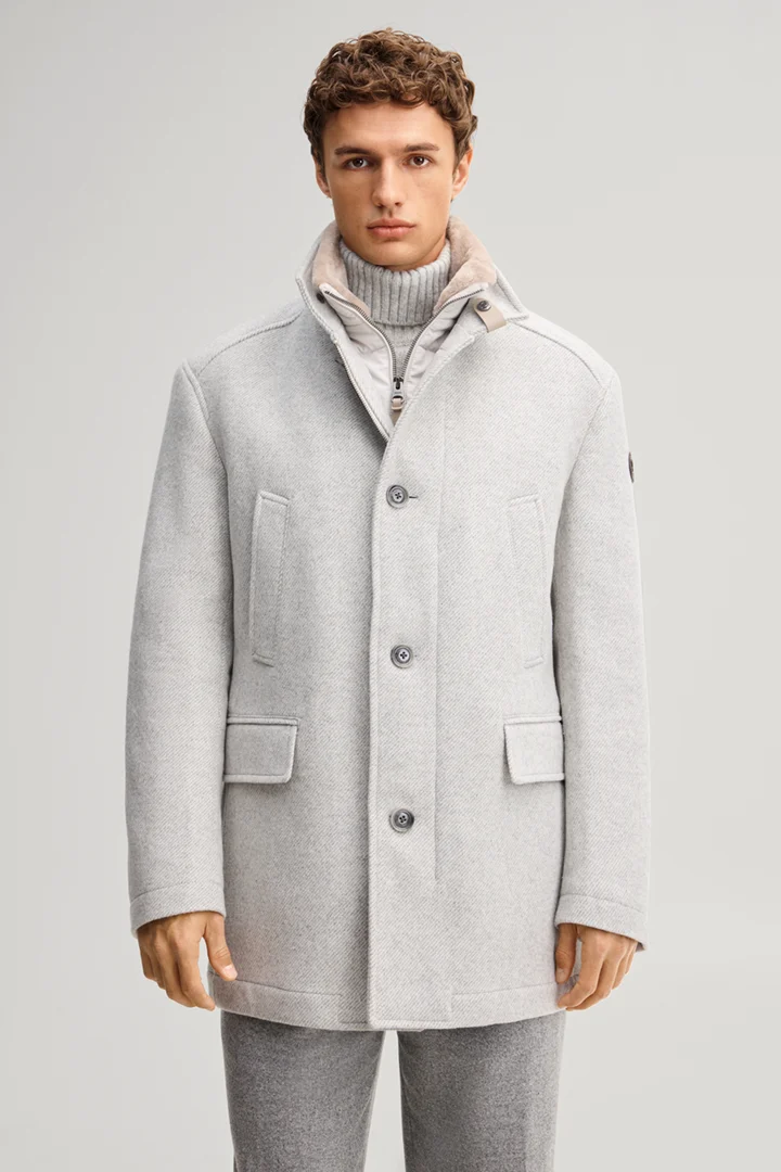 Führt zu Produktdetailseite „Jacke aus Wollmix mit Inlay in Hellgrau"