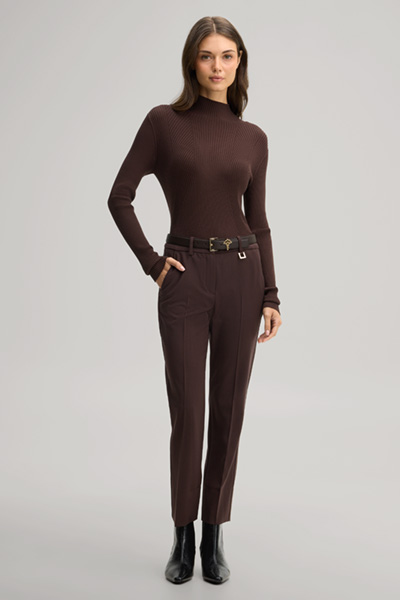 Leads to product detail page "Dark brown viscose-blend jumper with a stand-up collar"