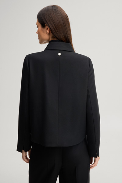 Leads to product detail page "Black wool-blend cropped blazer jacket"