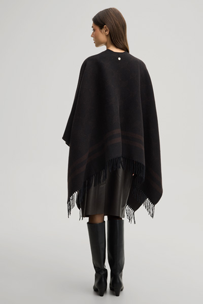Führt zu Produktdetailseite „Cornflower-Poncho in Dunkelbraun-Schwarz gemustert"