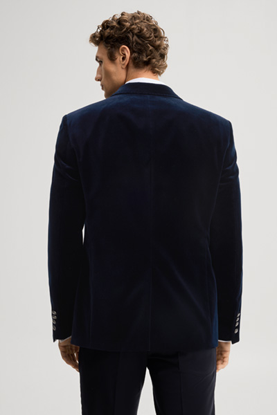 Leads to product detail page "Navy velvet suit jacket"