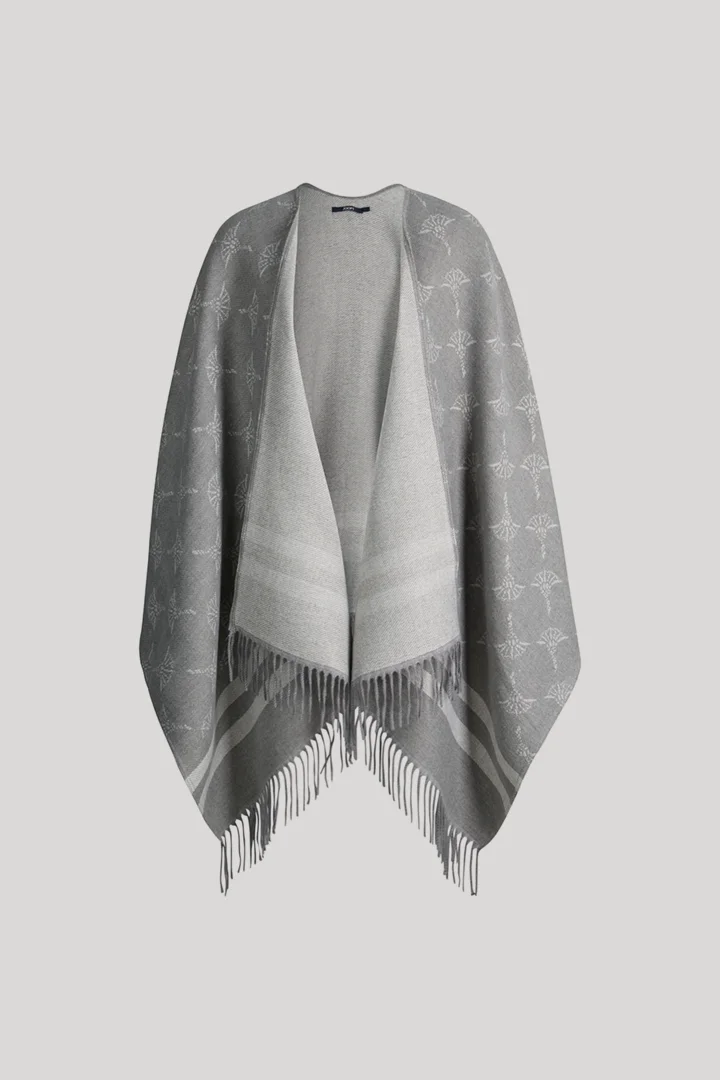 JOOP! presents the product Cornflower poncho in grey and ecru pattern from the category Scarves & Hats as a cut-out