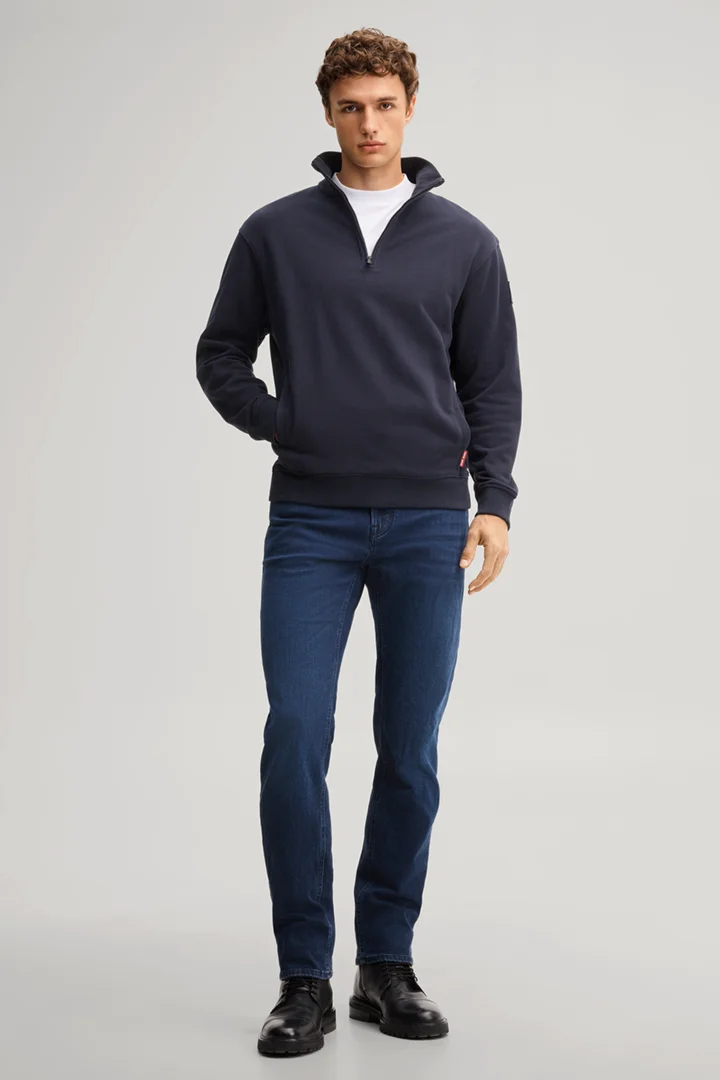 Führt zu Produktdetailseite „Sweatshirt mit Zipper in Dunkelblau"
