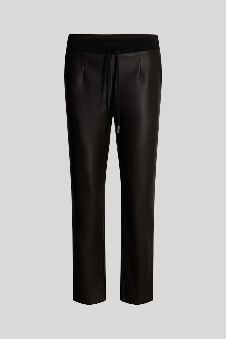 JOOP! presents the product Faux leather cigarette trousers in dark brown from the category Trousers as a cut-out