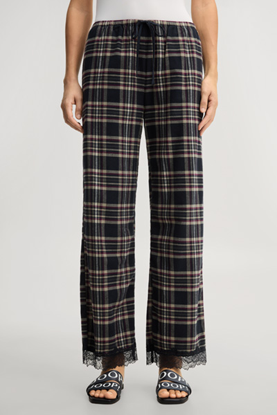 Führt zu Produktdetailseite „Loungewear-Hose in Dunkelblau kariert"