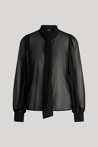 Leads to product detail page "Black chiffon bow tie blouse"