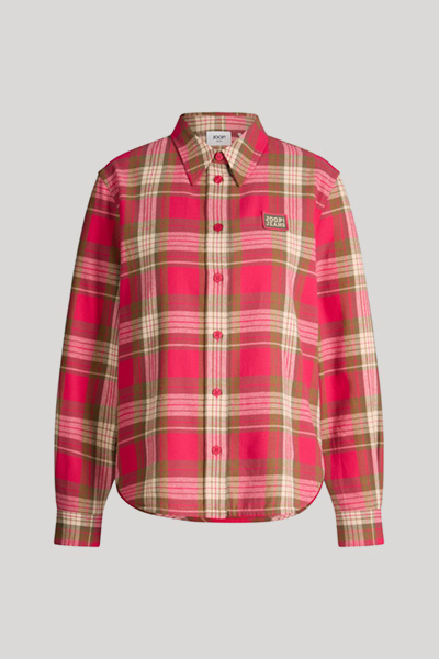 Leads to product detail page "Cotton shirt in pink and olive chequered pattern"