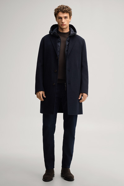 Führt zu Produktdetailseite „Mantel mit Inlay in Navy"