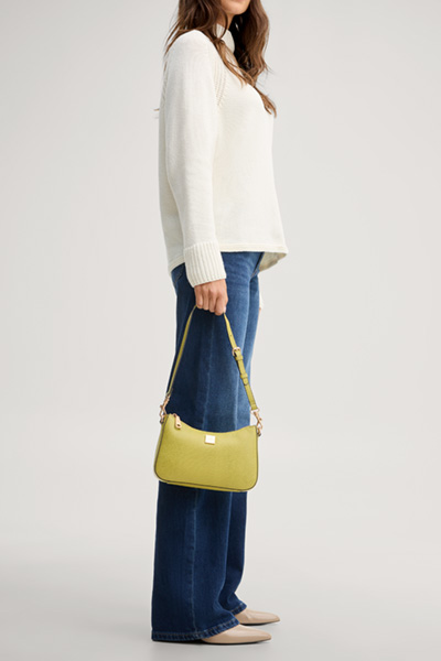 Leads to product detail page "Lizeta Libi hobo bag in embossed lime green"