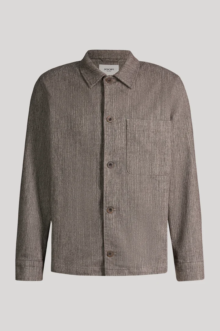 Dark brown cotton-blend overshirt