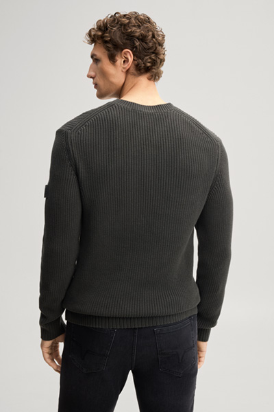 Leads to product detail page "Dark green structured cotton crew-neck jumper"