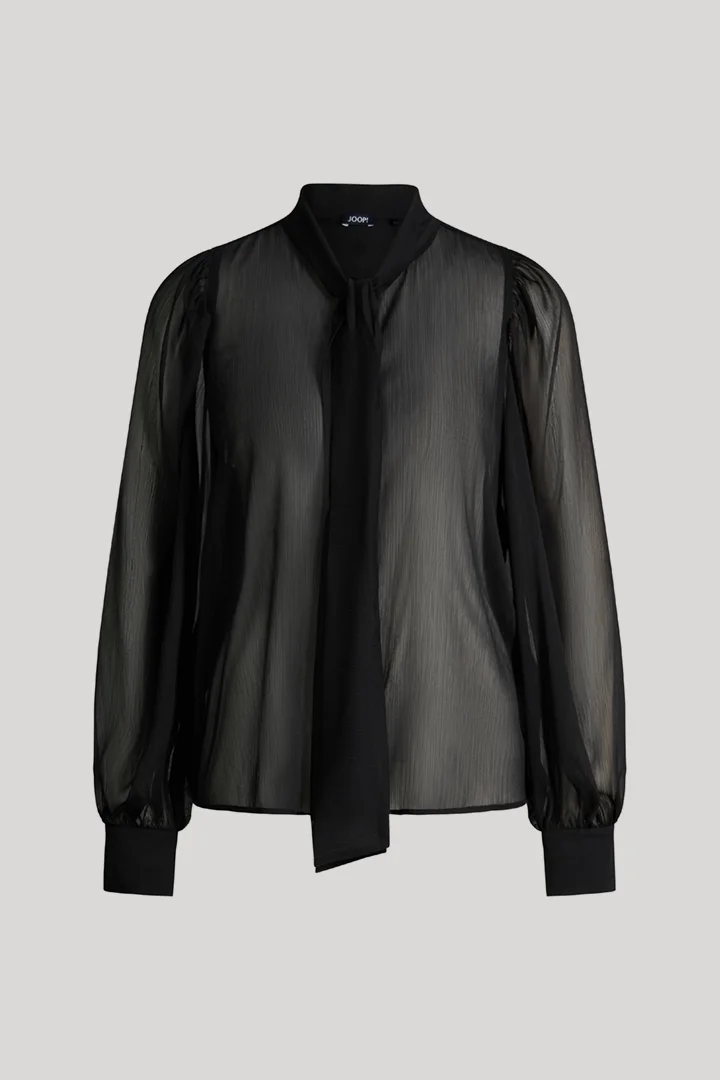 Leads to product detail page "Black chiffon bow tie blouse"