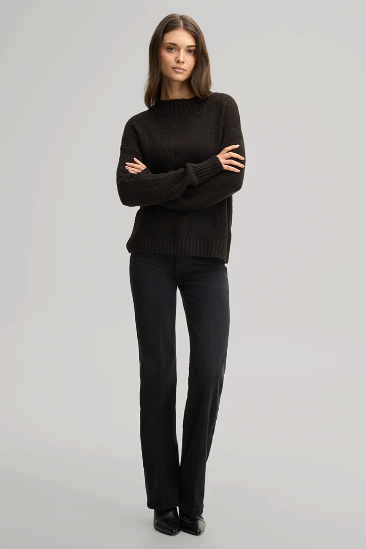 Leads to product detail page "Dark brown woollen blend jumper"