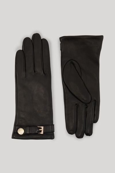 Leads to product detail page "Lined gloves made from black lamb nappa leather"