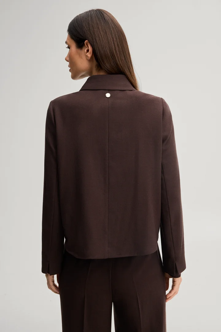 Leads to product detail page "Dark brown wool-blend cropped blazer"