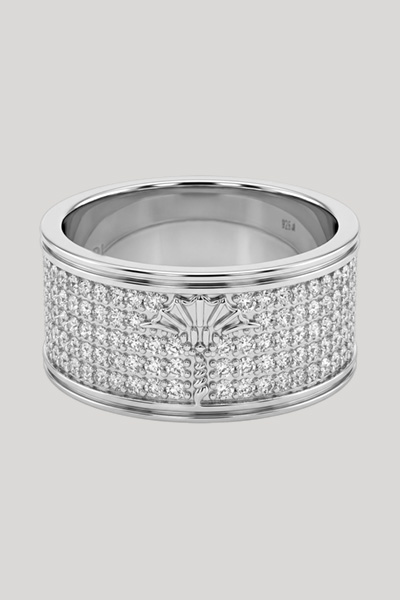 Leads to product detail page "Silver ring with cubic zirconia"