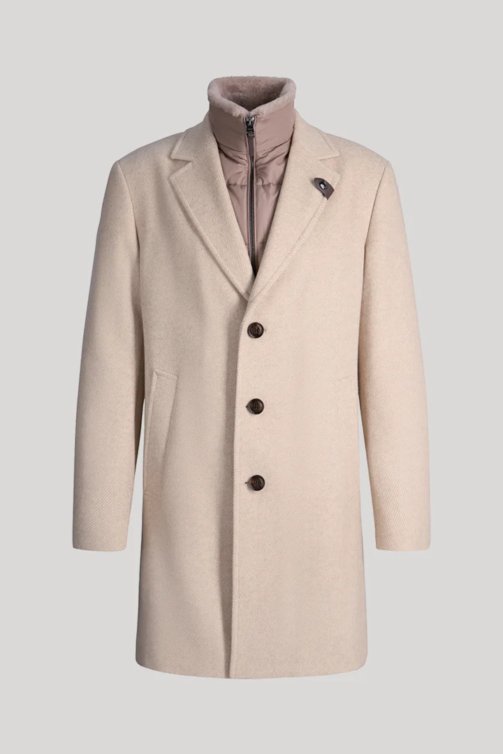 JOOP! präsentiert das Produkt Mantel aus Wollmix mit Inlay in Hellbeige aus der Kategorie Mäntel als Freisteller