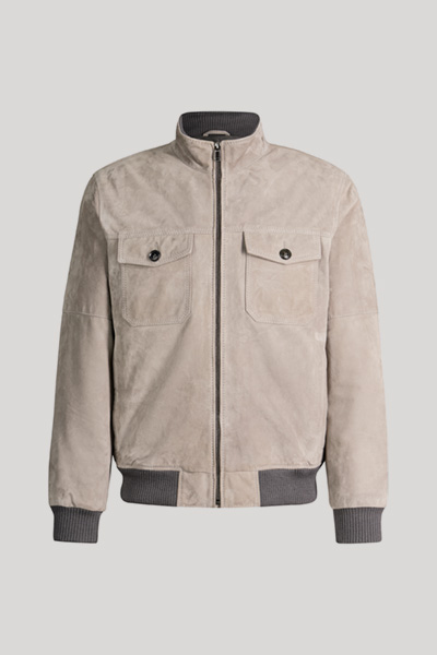Velourslederjacke in Hellgrau