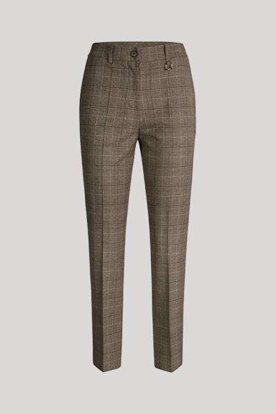 Cigarette-Hose in Beige-Schwarz kariert