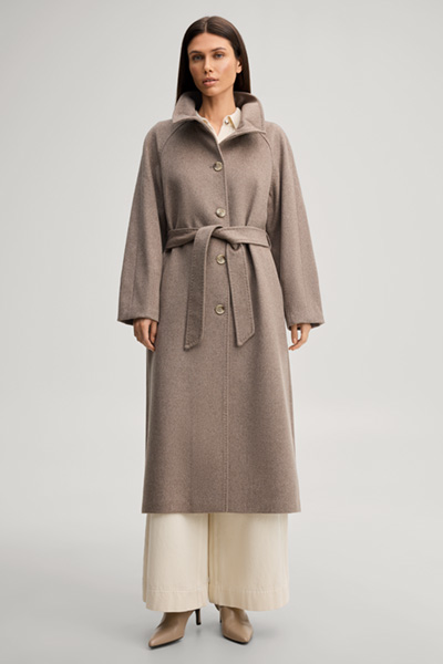 Leads to product detail page "Wool-blend maxi coat with cashmere in marl beige"