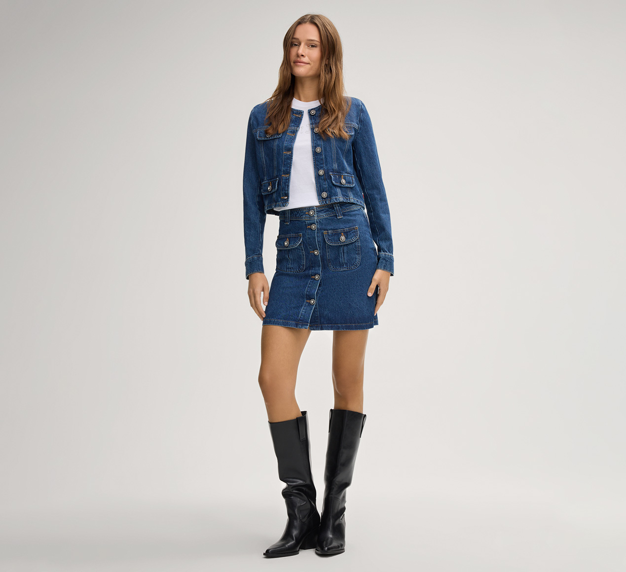 JOOP! präsentiert das Produkt Jeansrock Rosa in Denimblau aus der Kategorie Kleider & Röcke