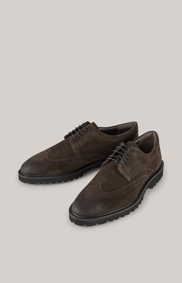 Brogue Lace-up Velluto New Danilo in Dunkelbraun