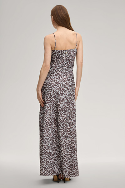 Satinkleid Delci in Hellblau/Braun