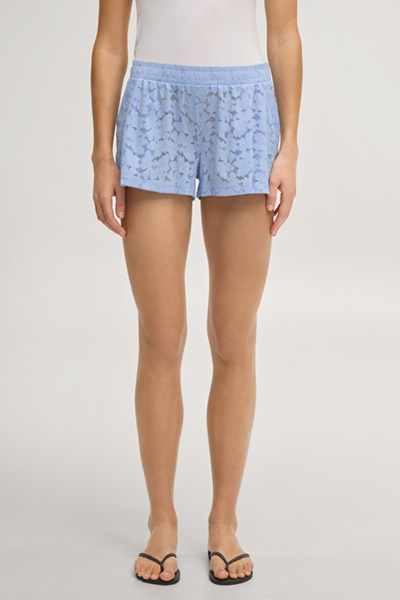 Leads to product detail page "All-over lace loungewear shorts in blue"