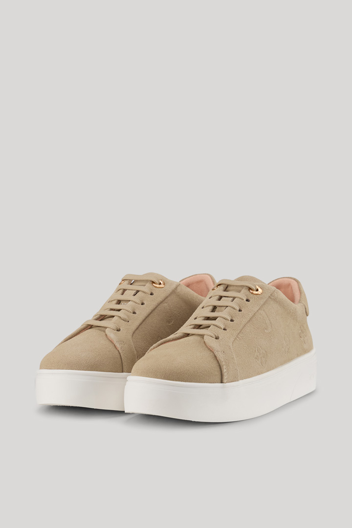 Sneaker Velluto Stampa New Daphne in Beige