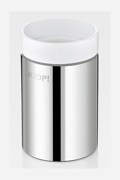 Zahnputzbecher JOOP! CHROMELINE, Chrom/Keramik Weiß
