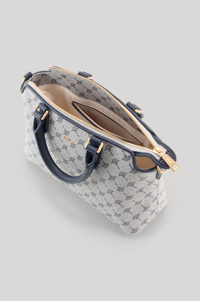 Leads to product detail page "Mazzolino lauren handbag in navy"