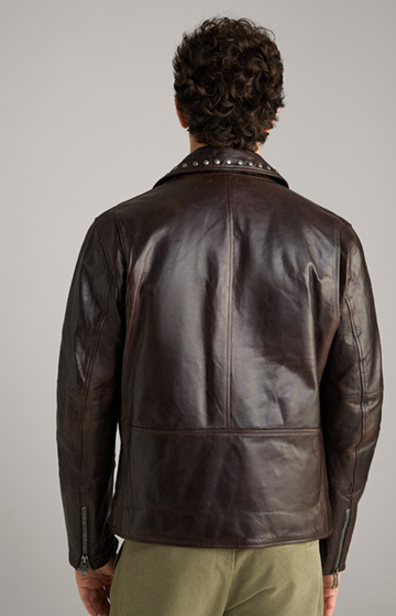 Skórzana kurtka Alezis w kolorze ciemnobrązowym